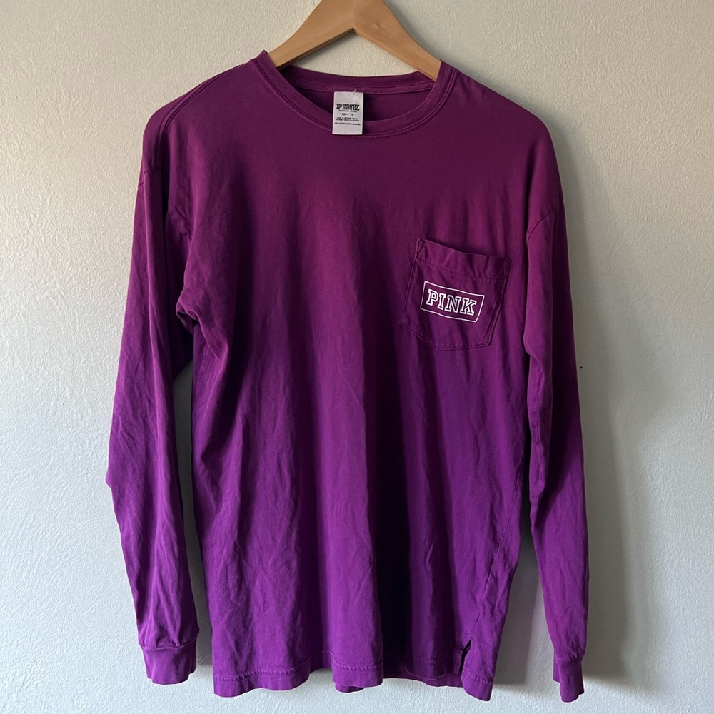 Victoria Secret PINK oversized long sleeve Purple tee size XS or S super soft